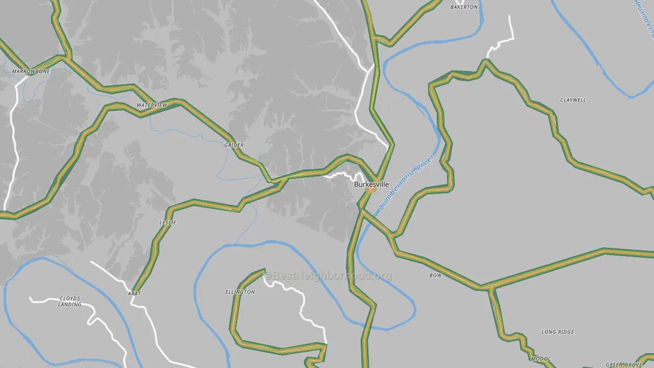 Burkesville, KY Map of Noise Levels in Burkesville