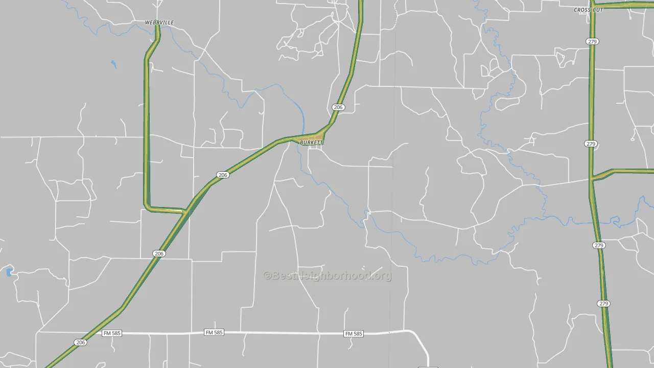 Burkett, TX Map of Noise Levels in Burkett