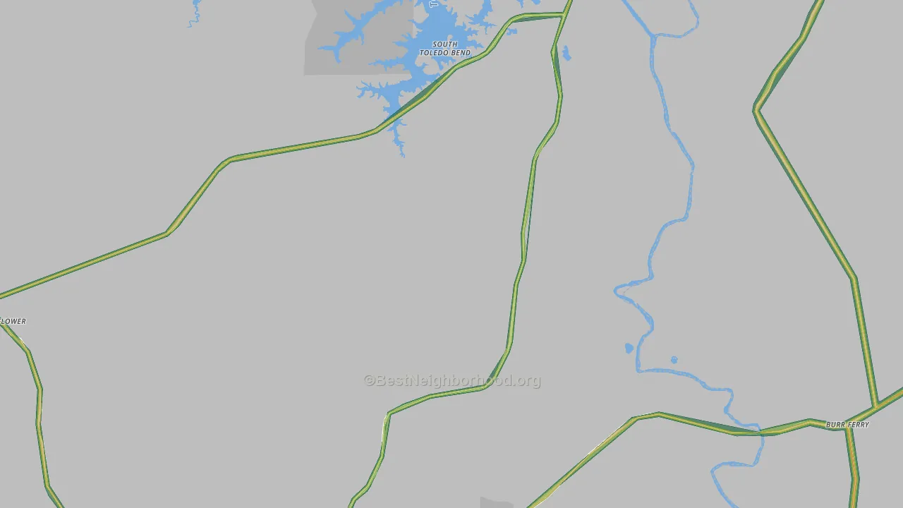 Burkeville, TX Map of Noise Levels in Burkeville