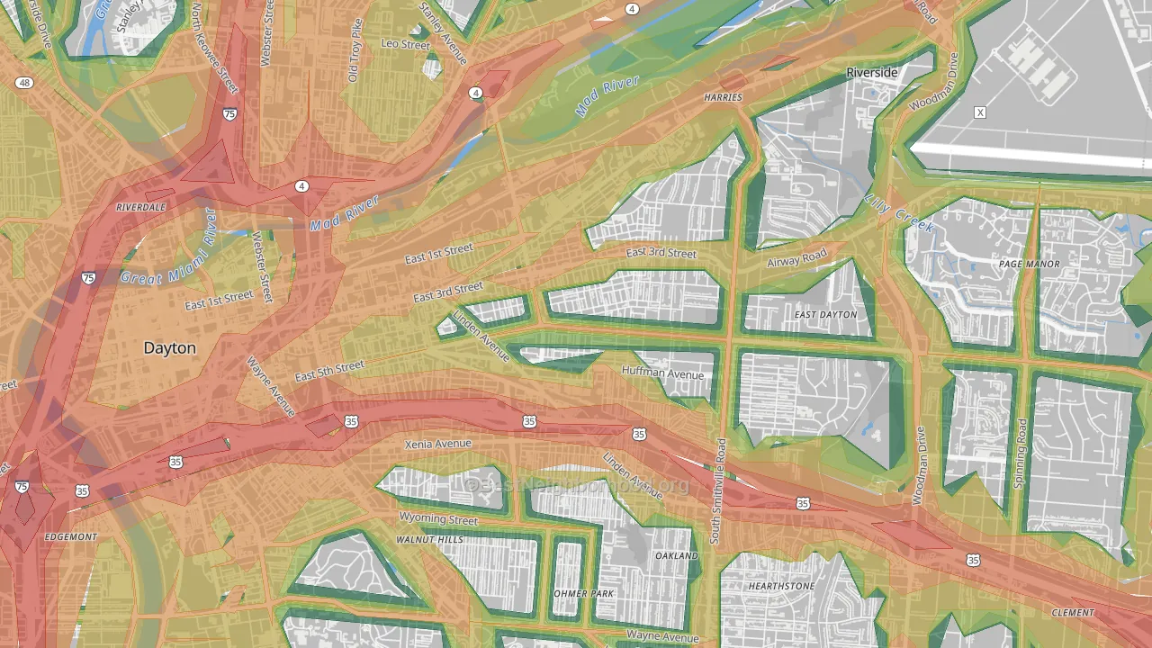 Burkhardt, Dayton, OH Map of Noise Levels in Burkhardt
