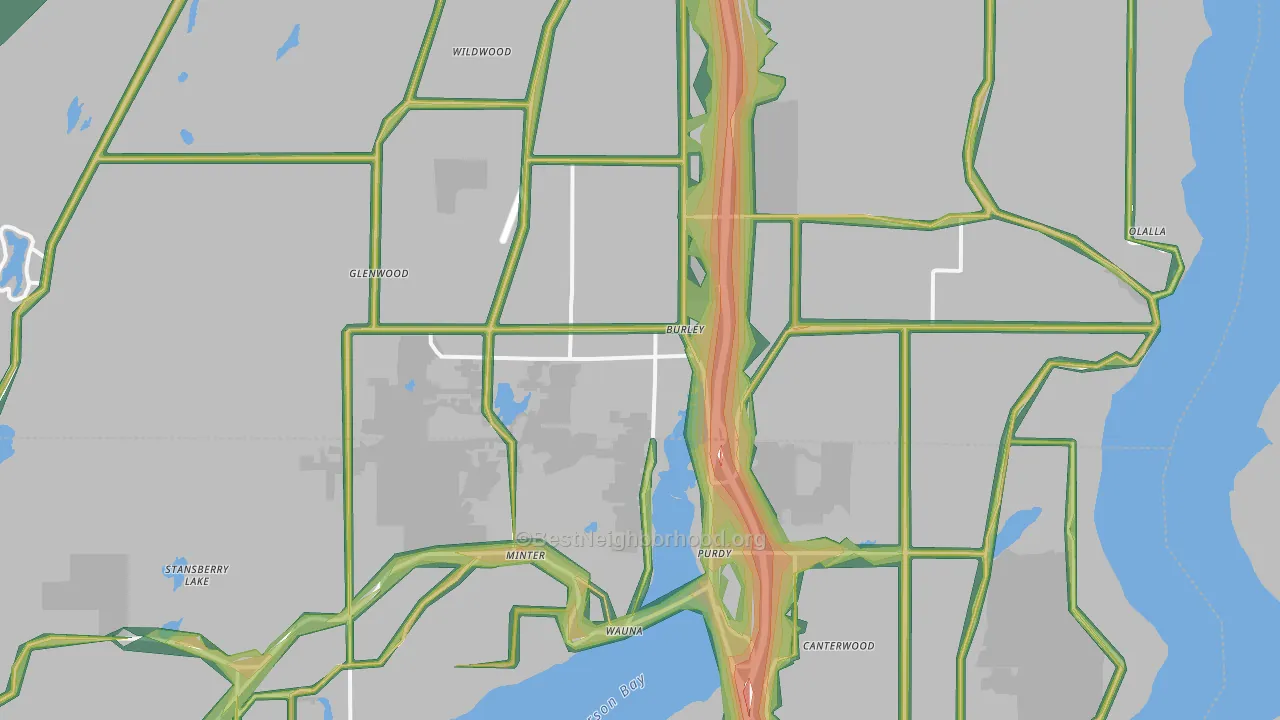 Burley, WA Map of Noise Levels in Burley
