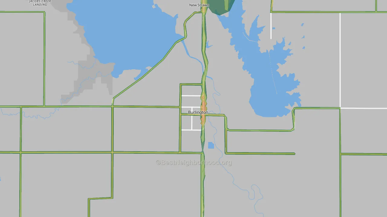 Burlington, KS Map of Noise Levels in Burlington