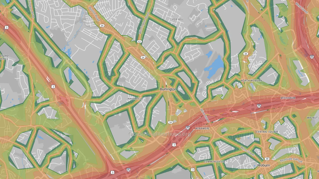 Burlington, MA Map of Noise Levels in Burlington