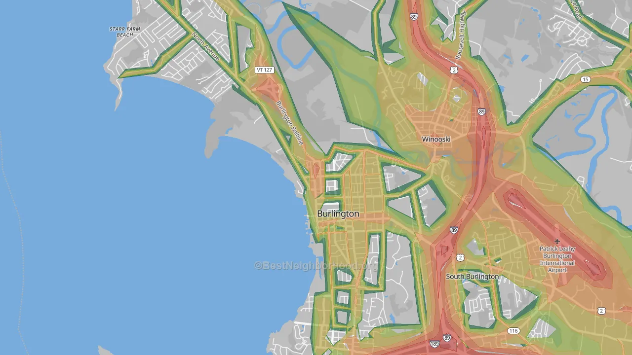Burlington, VT Map of Noise Levels in Burlington