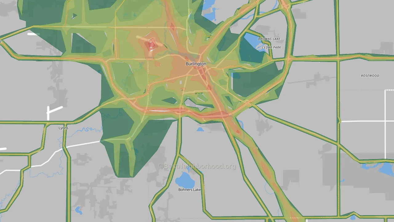 Burlington, WI Map of Noise Levels in Burlington
