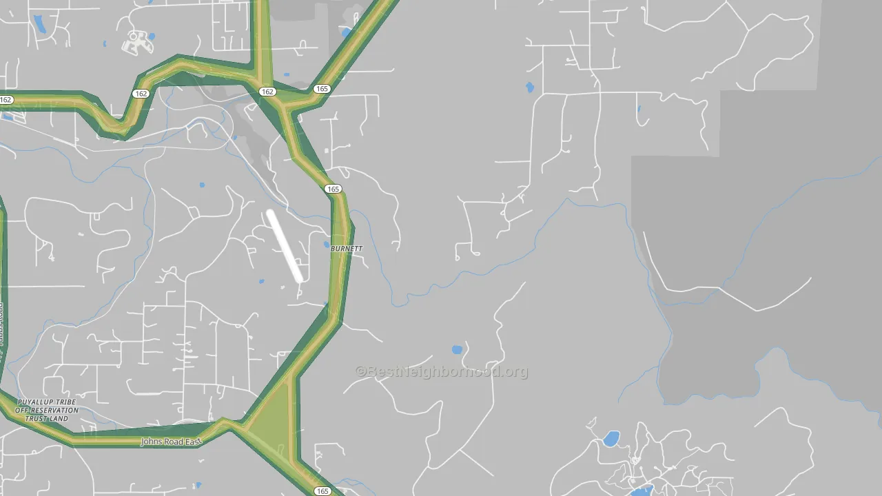 Burnett, WA Map of Noise Levels in Burnett