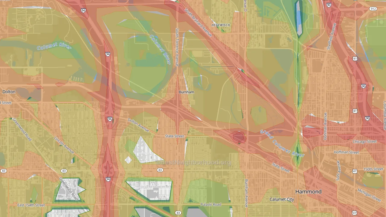 Burnham, IL Map of Noise Levels in Burnham