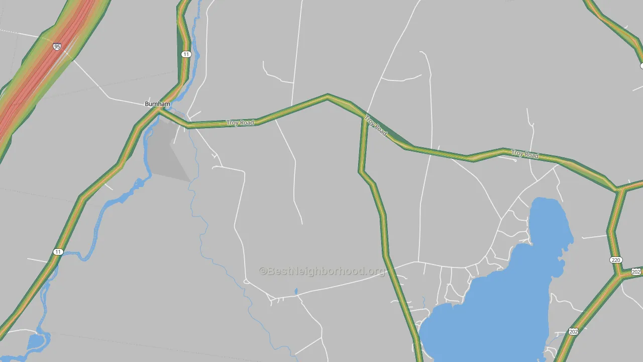 Burnham, ME Map of Noise Levels in Burnham