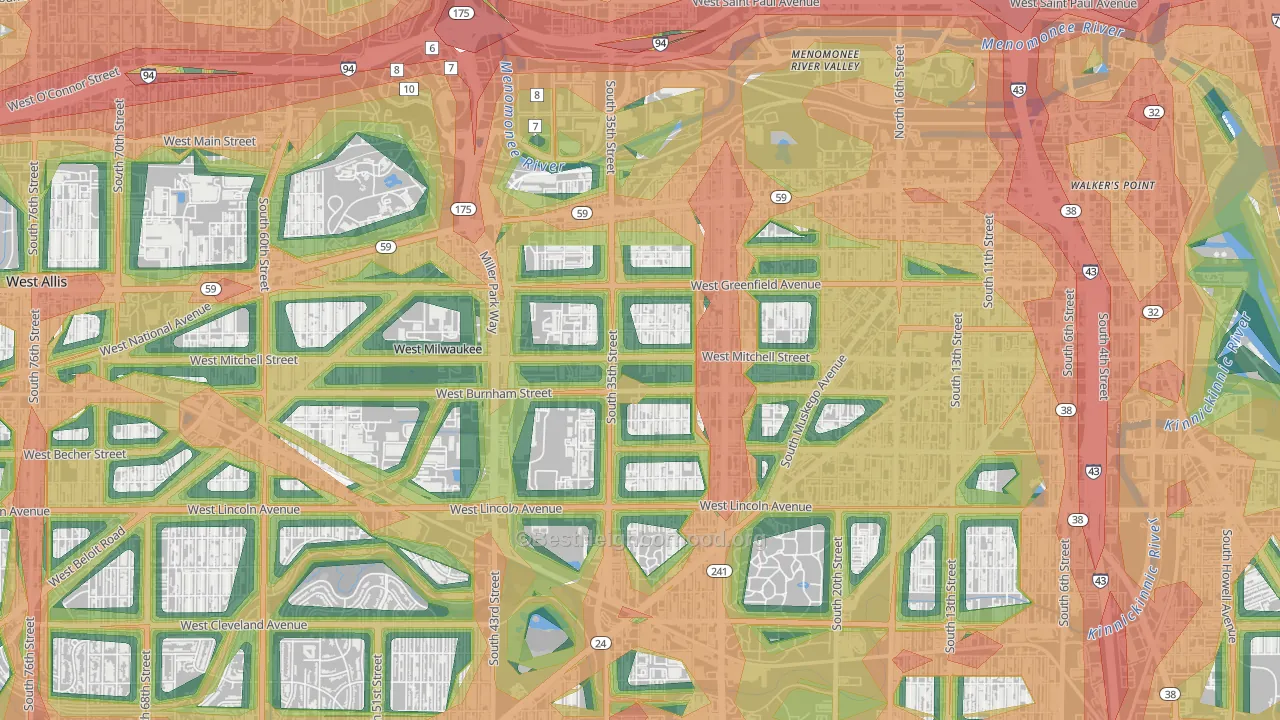 Burnham Park, Milwaukee, WI Map of Noise Levels in Burnham Park