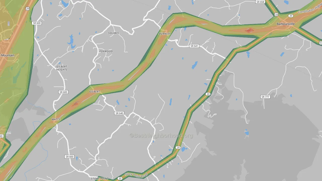 Burnley, VA Map of Noise Levels in Burnley