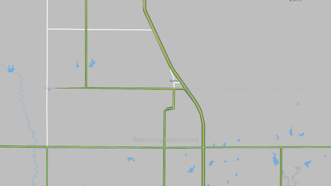 Burns, KS Map of Noise Levels in Burns