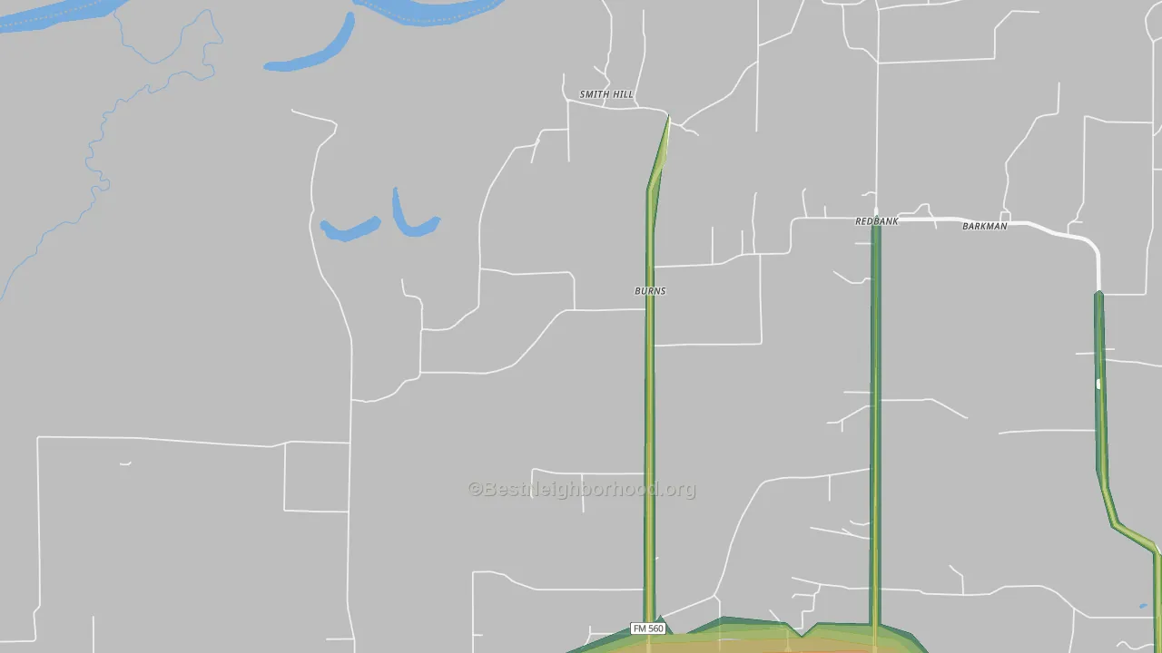 Burns, TX Map of Noise Levels in Burns