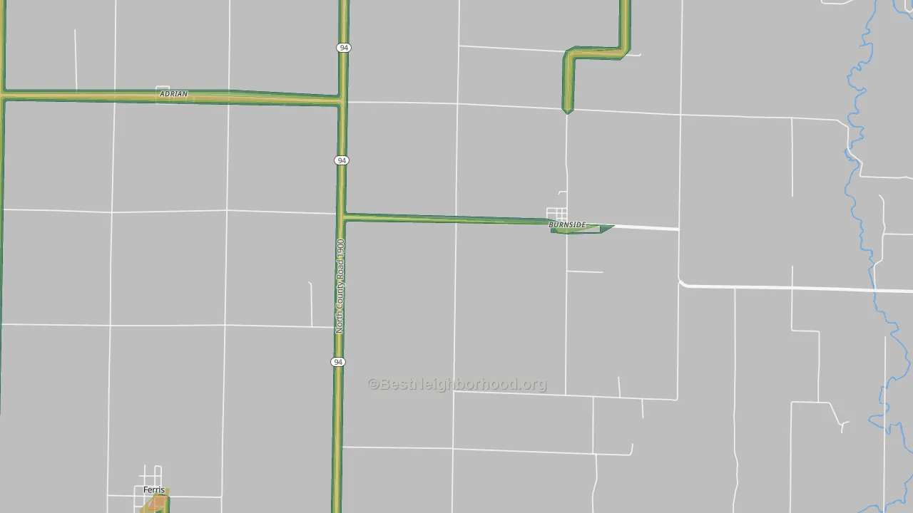 Burnside, IL Map of Noise Levels in Burnside