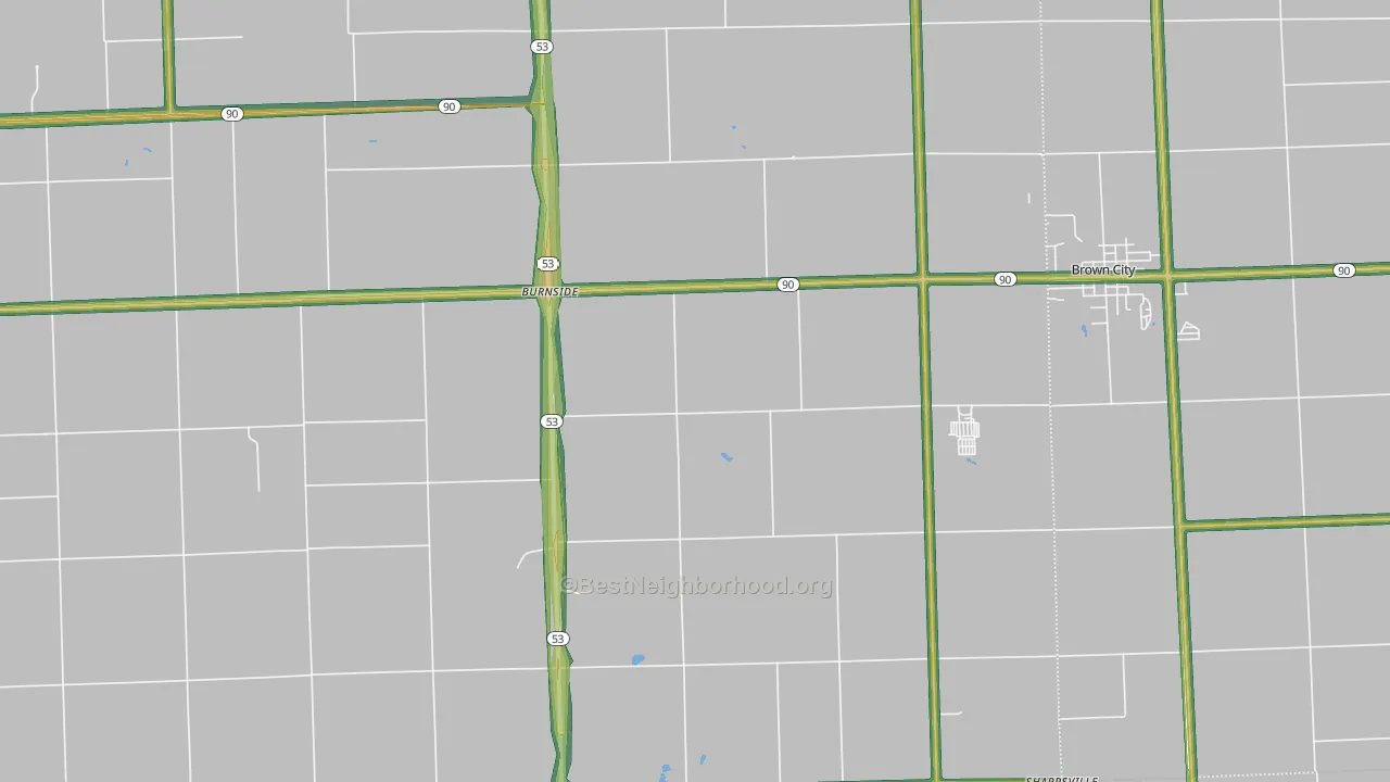 Burnside, MI Map of Noise Levels in Burnside