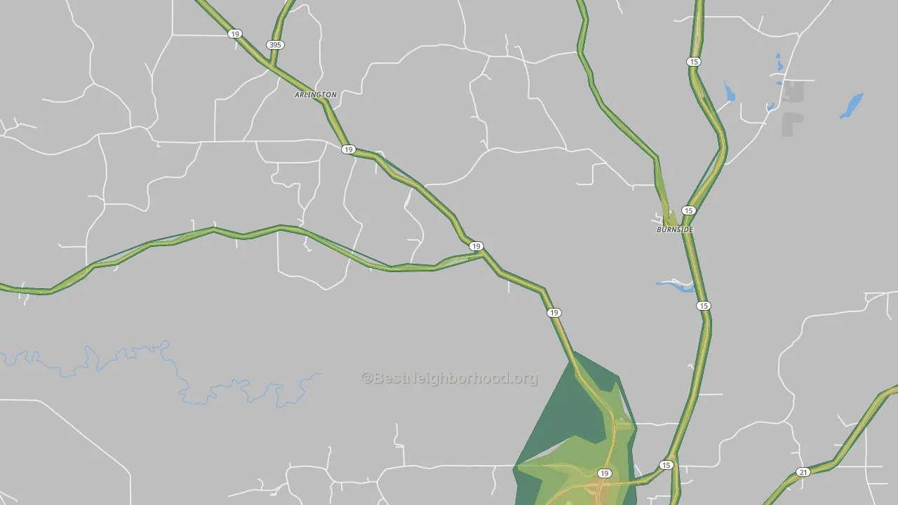 Burnside, MS Map of Noise Levels in Burnside
