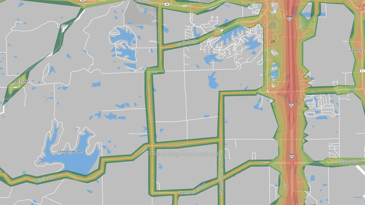 Burnsville, IN Map of Noise Levels in Burnsville