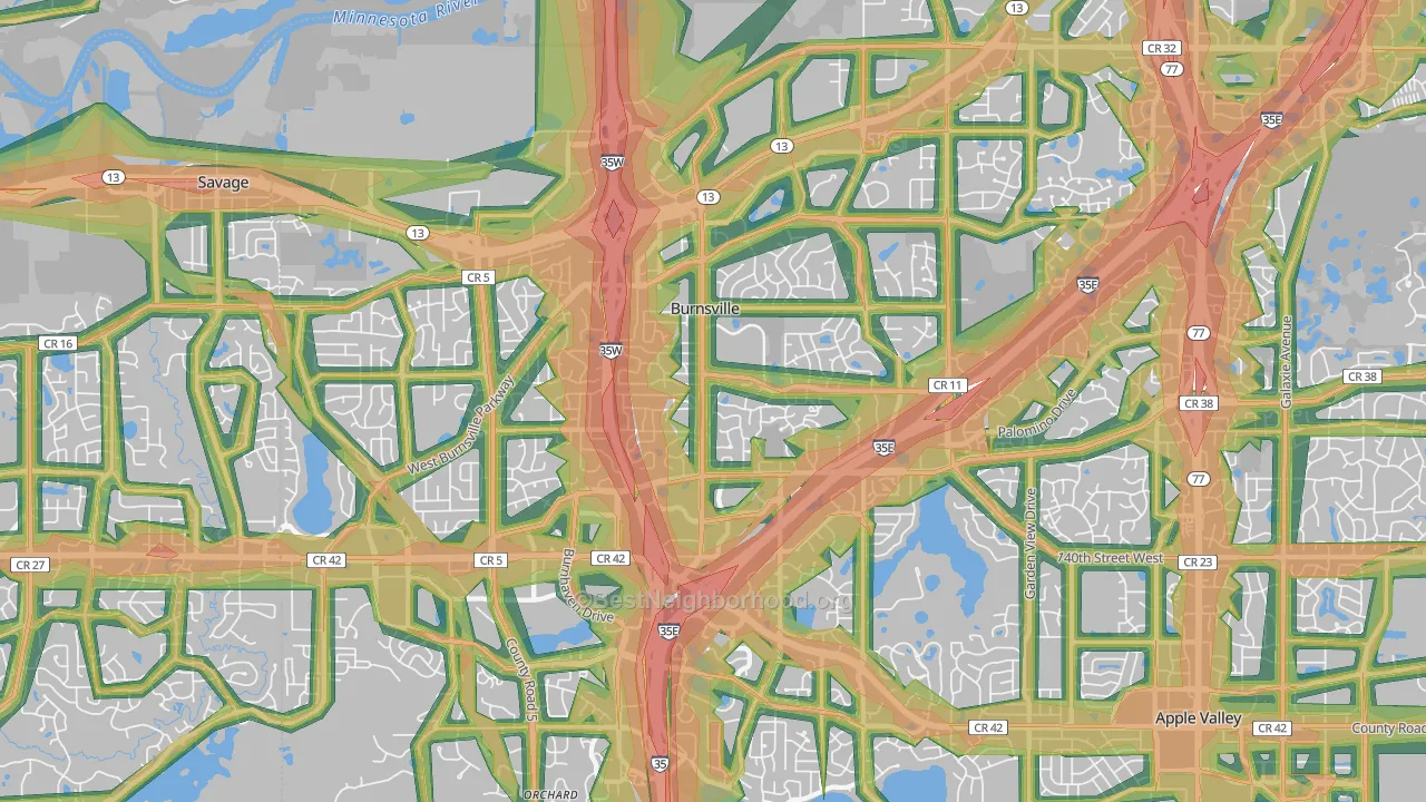 Burnsville, MN Map of Noise Levels in Burnsville