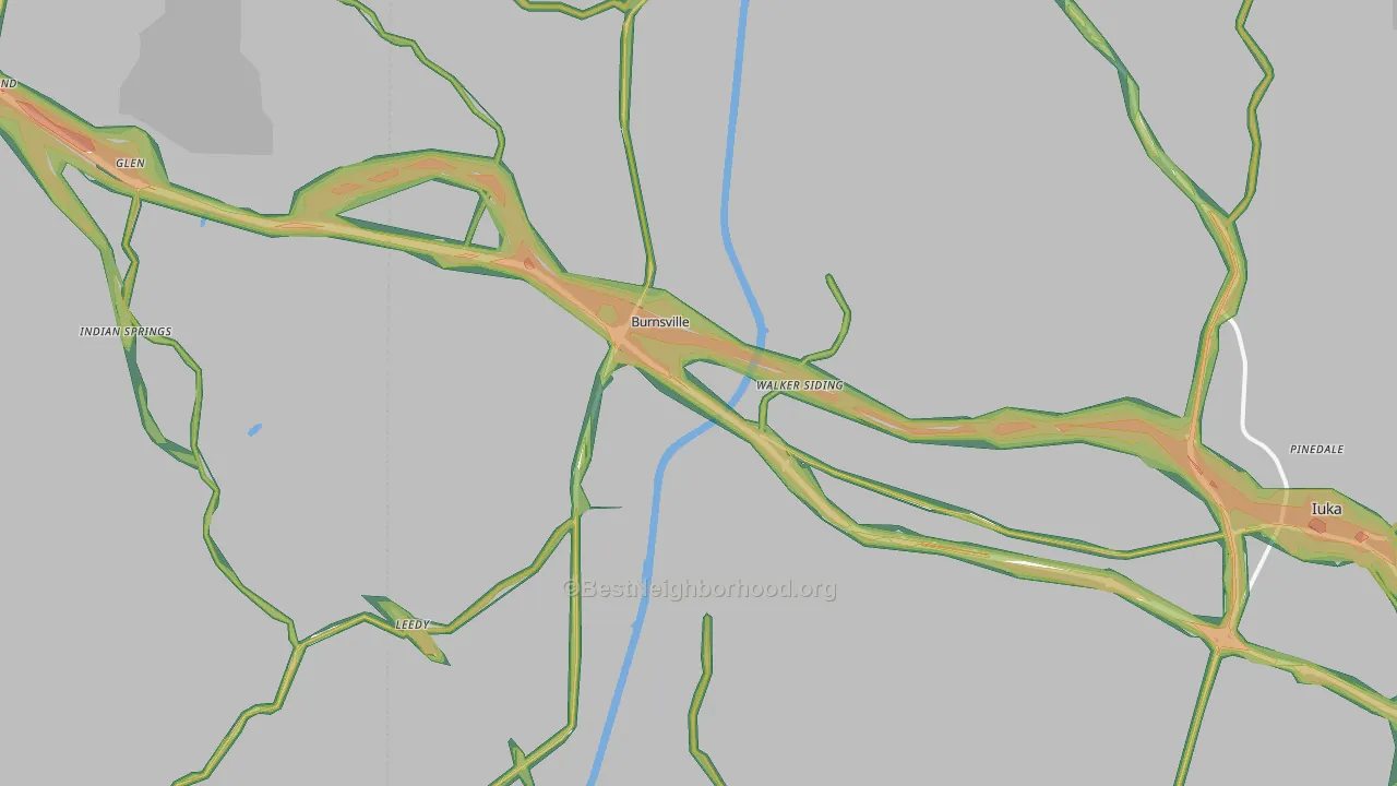Burnsville, MS Map of Noise Levels in Burnsville