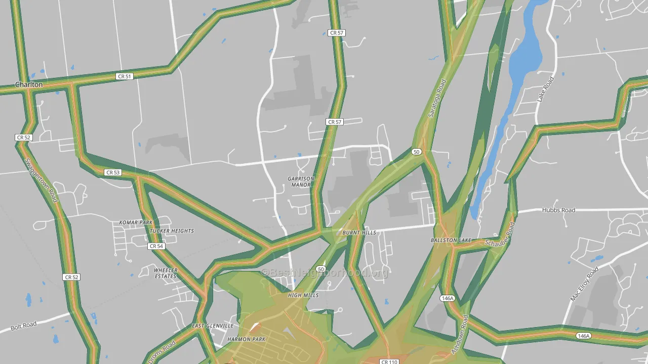 Burnt Hills, NY Map of Noise Levels in Burnt Hills