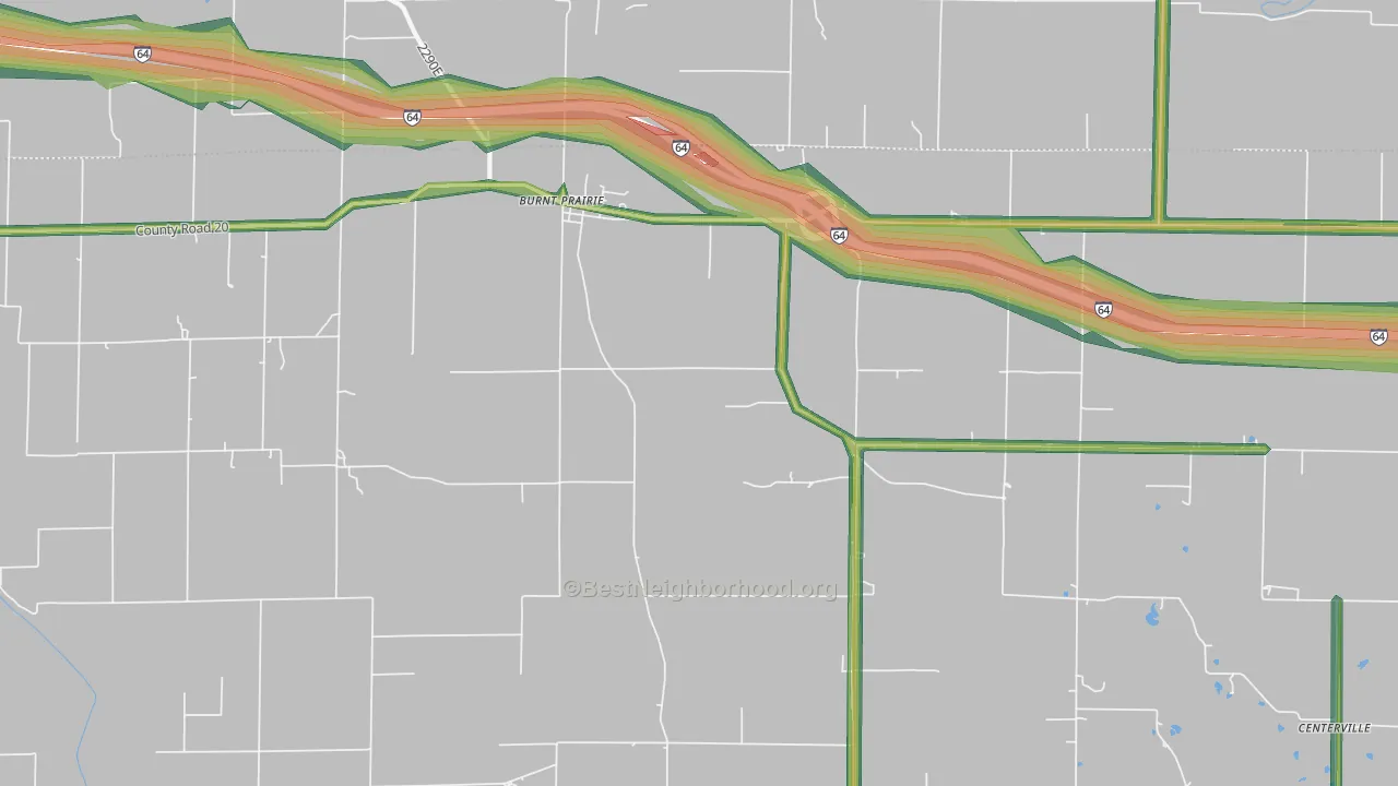 Burnt Prairie, IL Map of Noise Levels in Burnt Prairie