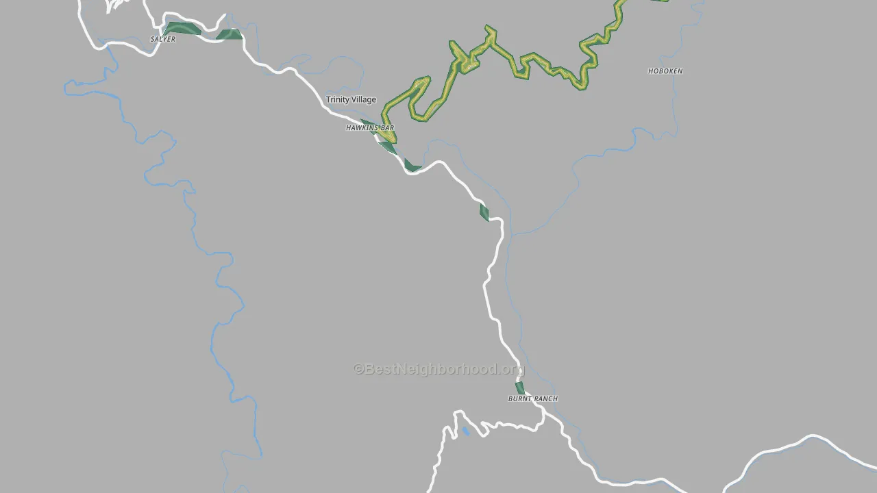 Burnt Ranch, CA Map of Noise Levels in Burnt Ranch