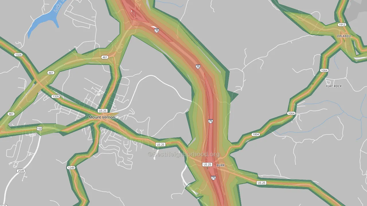 Burr, KY Map of Noise Levels in Burr