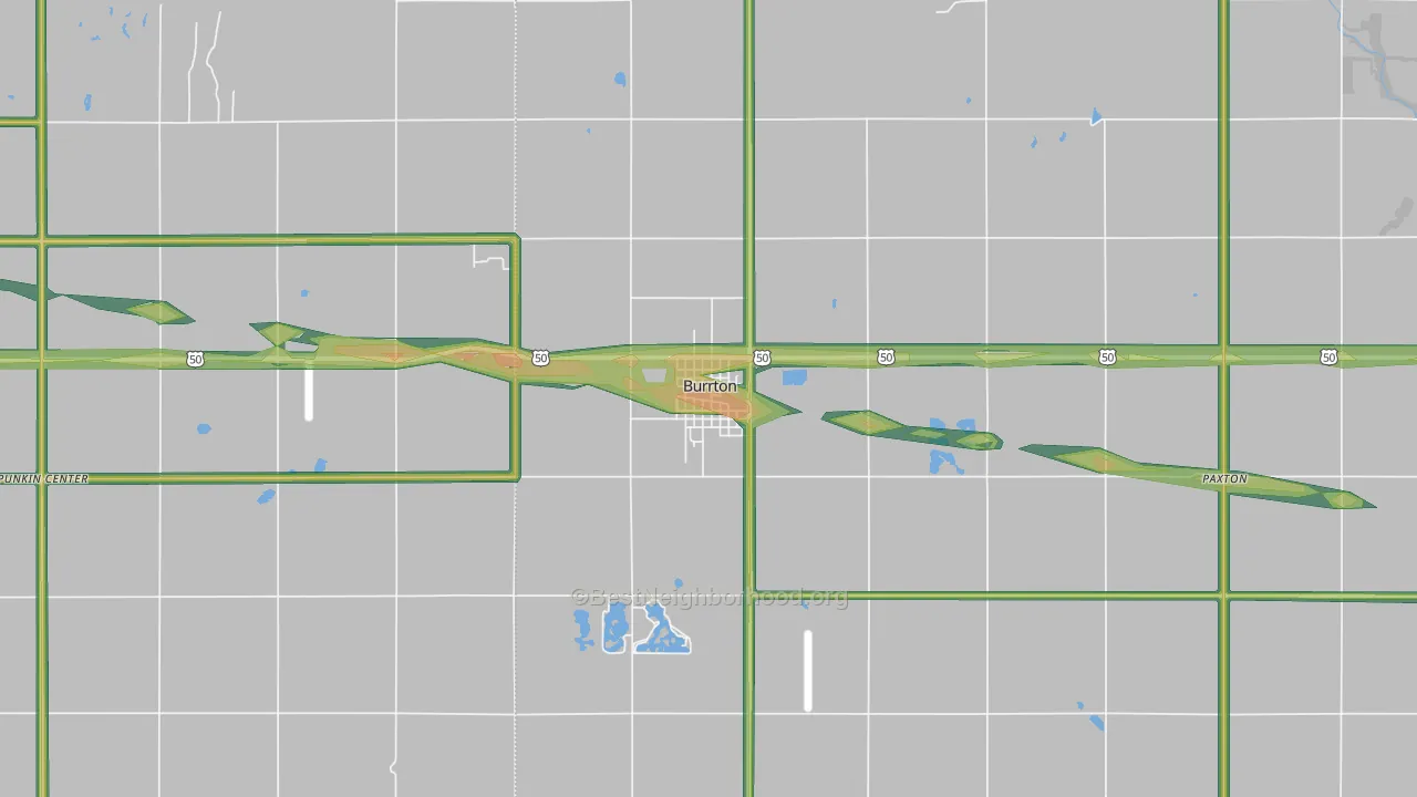Burrton, KS Map of Noise Levels in Burrton