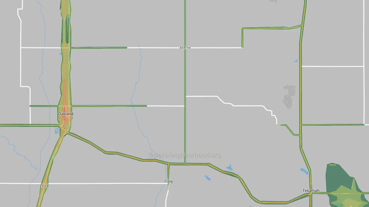 Burt County, NE Map of Noise Levels in Burt County