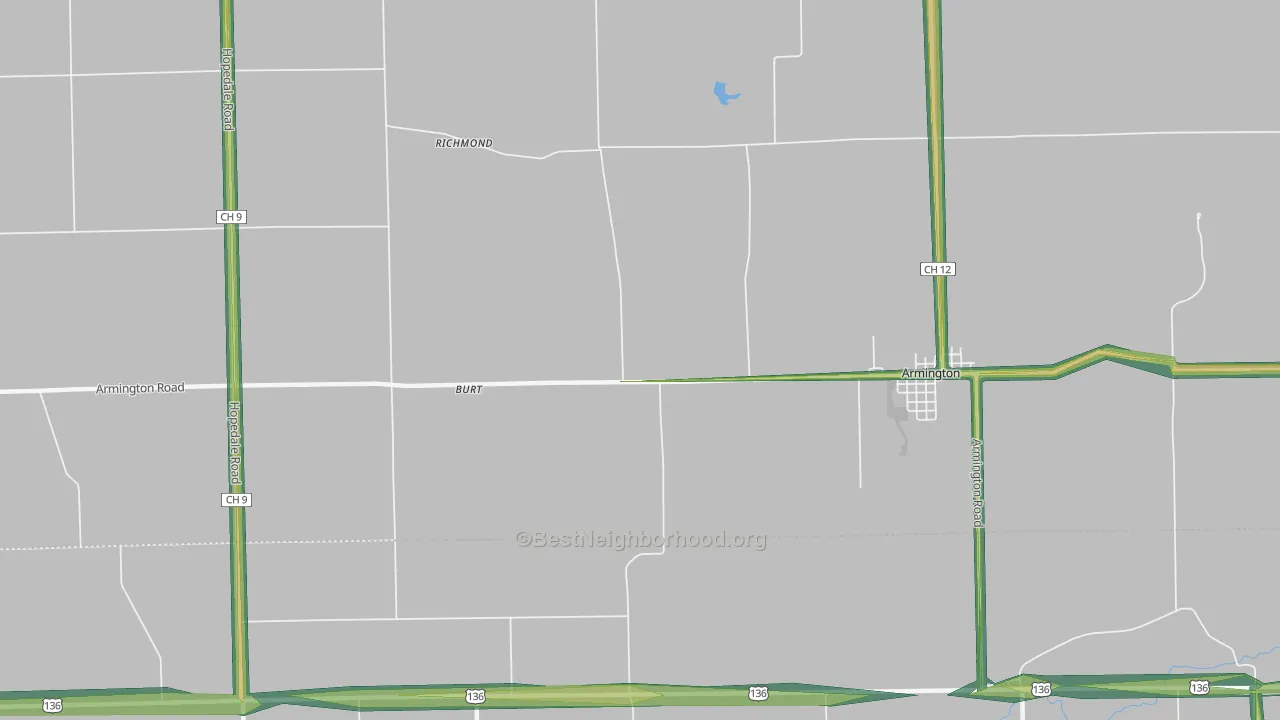 Burt, IL Map of Noise Levels in Burt