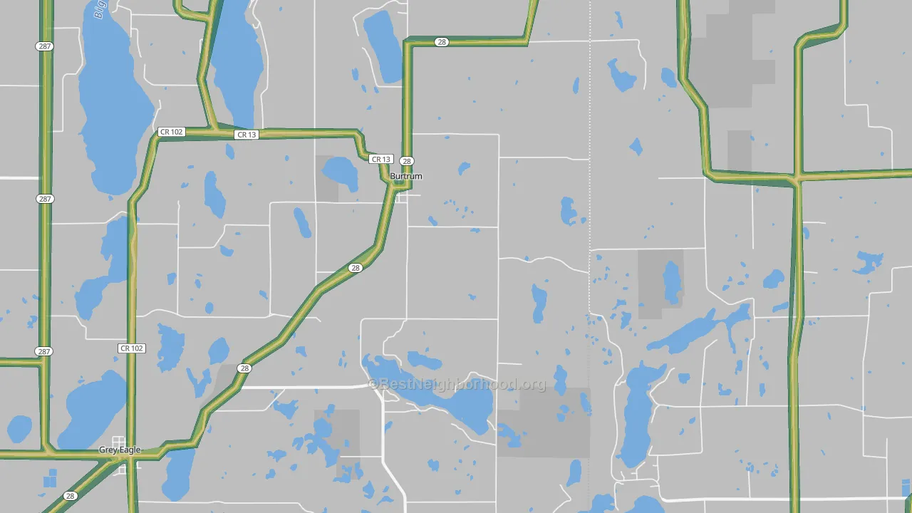 Burtrum, MN Map of Noise Levels in Burtrum