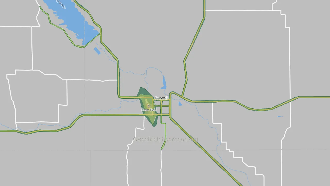 Burwell, NE Map of Noise Levels in Burwell