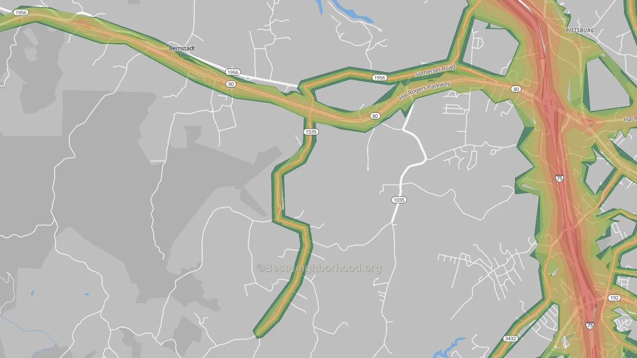 Bush, KY Map of Noise Levels in Bush
