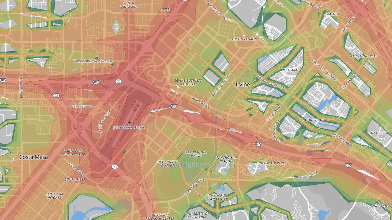 Business District, Irvine, CA Map of Noise Levels in Business District