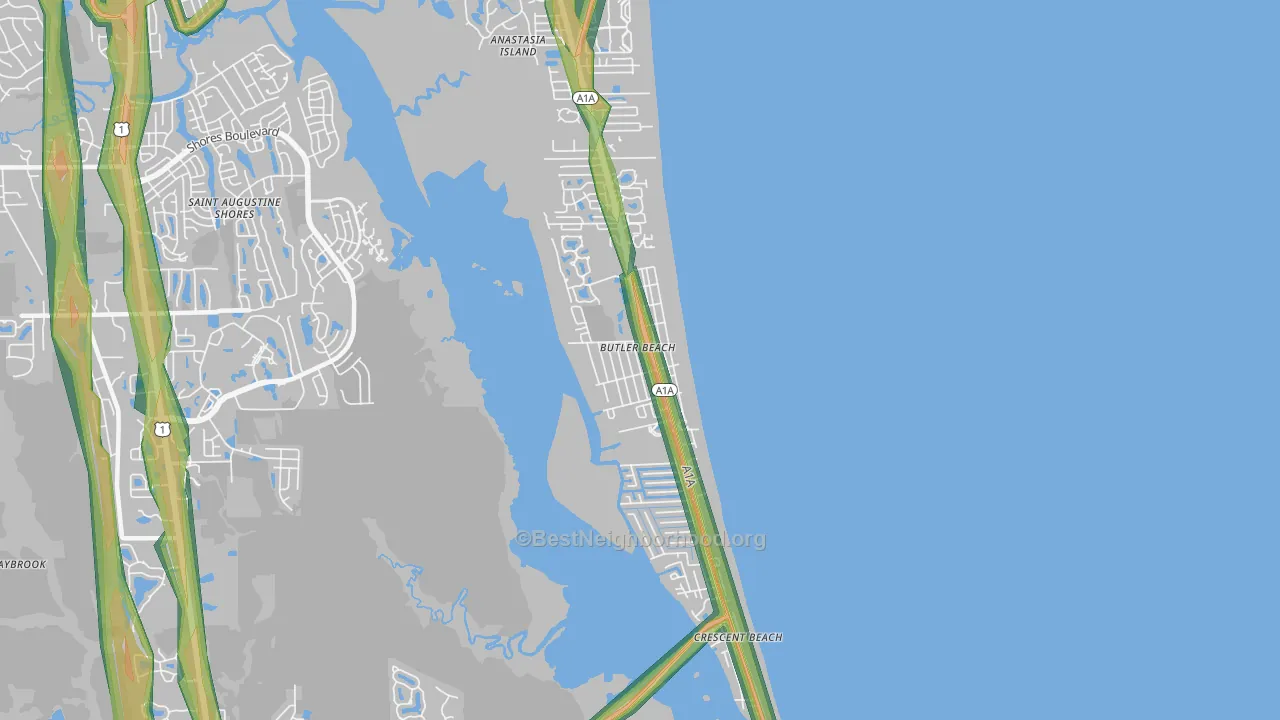 Butler Beach, FL Map of Noise Levels in Butler Beach