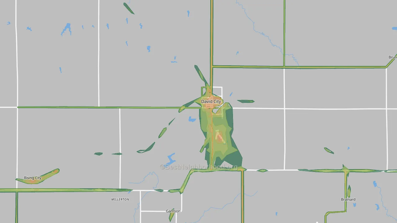 Butler County, NE Map of Noise Levels in Butler County
