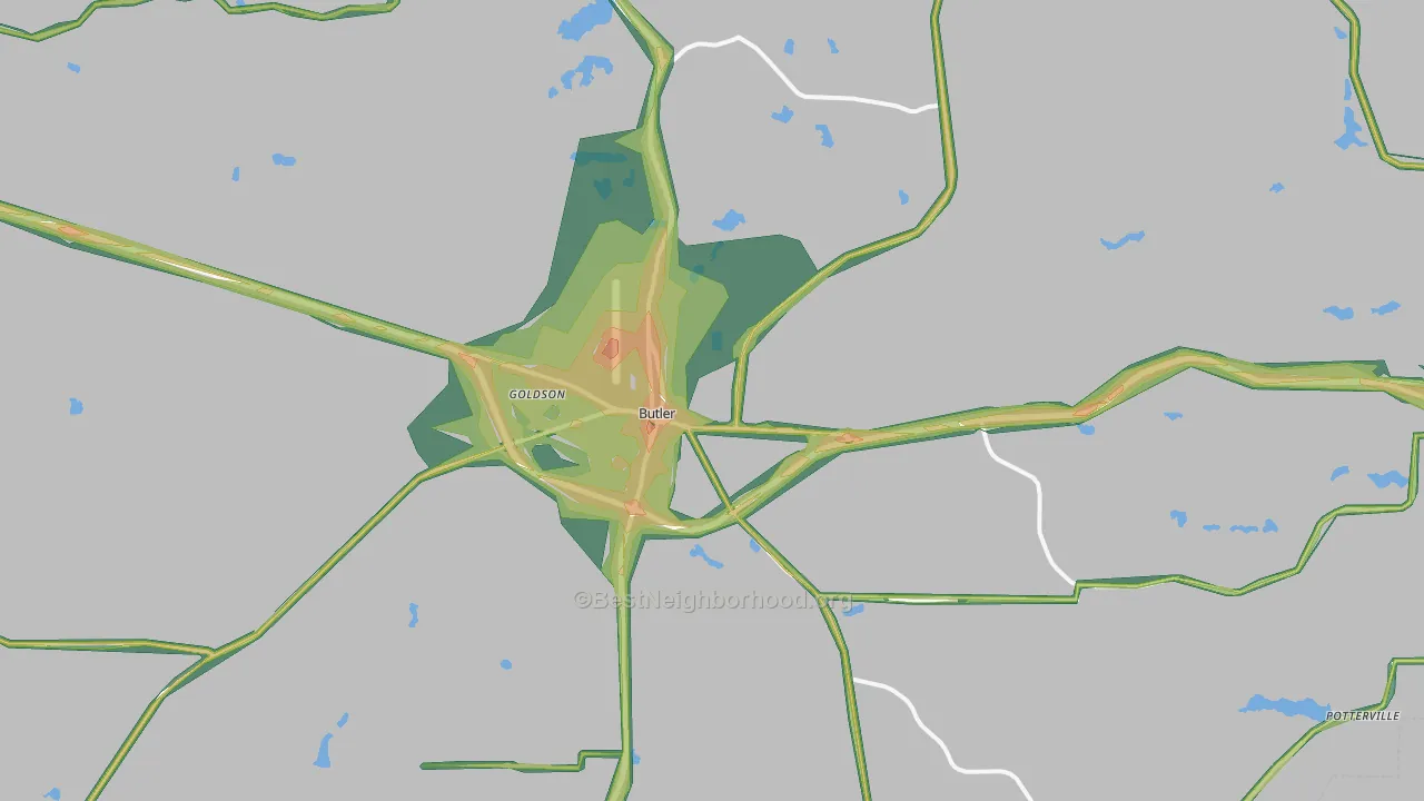 Butler, GA Map of Noise Levels in Butler