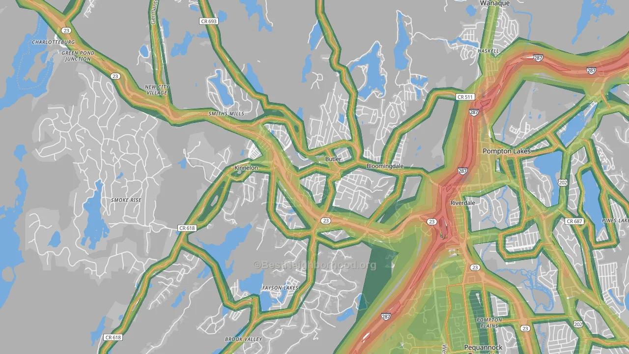 Butler, NJ Map of Noise Levels in Butler