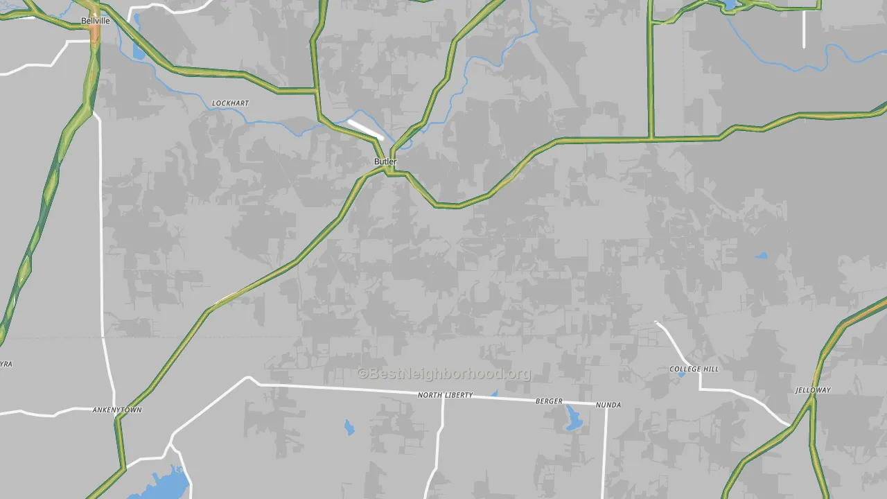 Butler, OH Map of Noise Levels in Butler