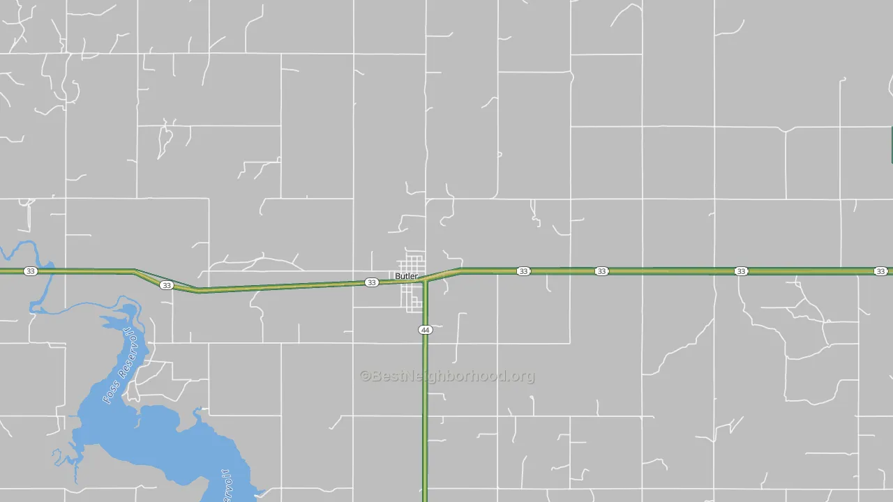 Butler, OK Map of Noise Levels in Butler