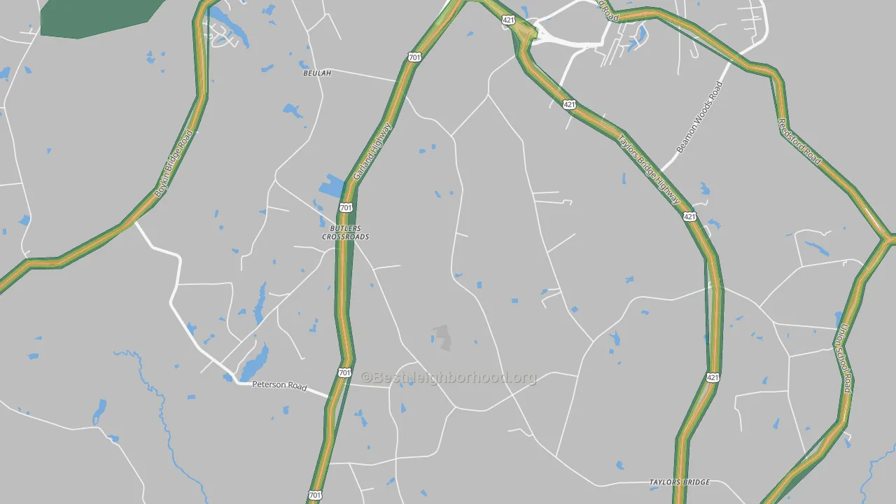 Butlers Crossroads, NC Map of Noise Levels in Butlers Crossroads