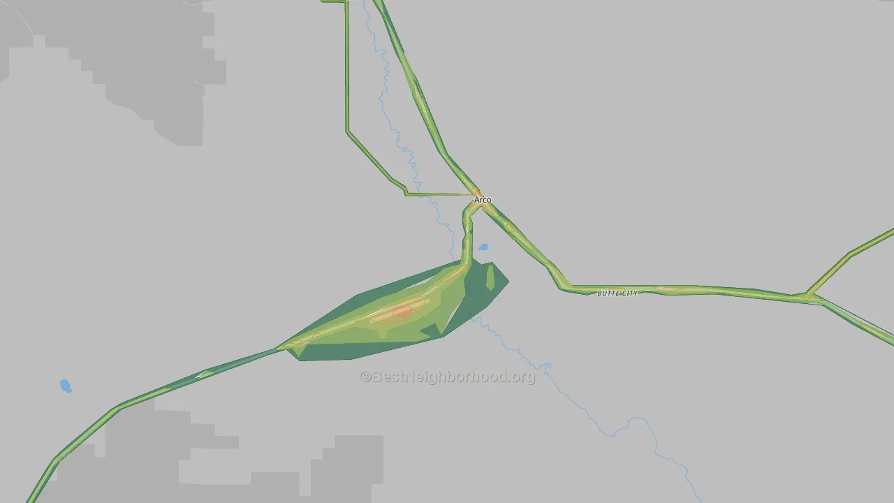 Butte City, ID Map of Noise Levels in Butte City