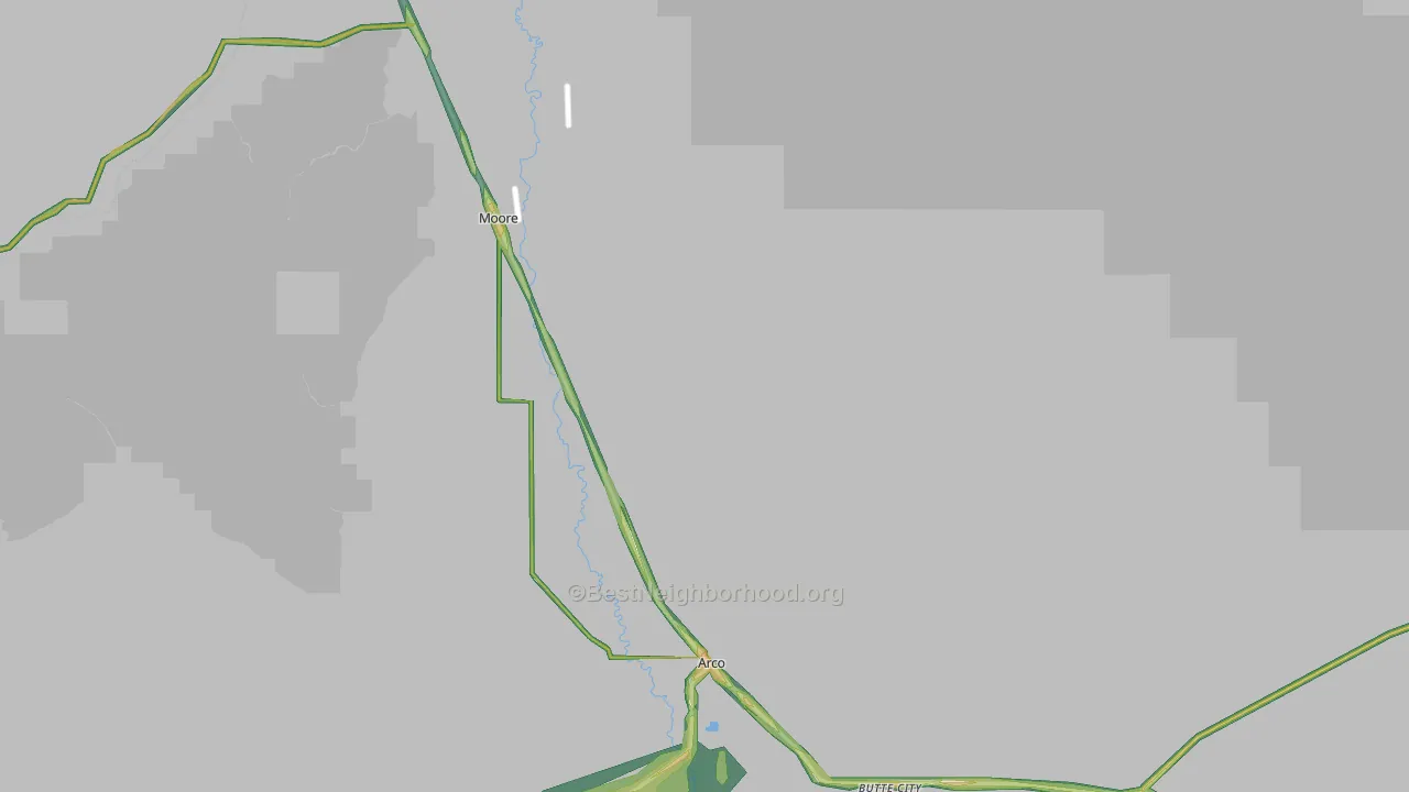 Butte County, ID Map of Noise Levels in Butte County