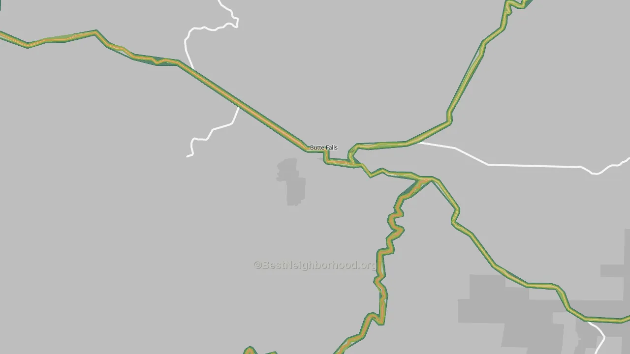Butte Falls, OR Map of Noise Levels in Butte Falls