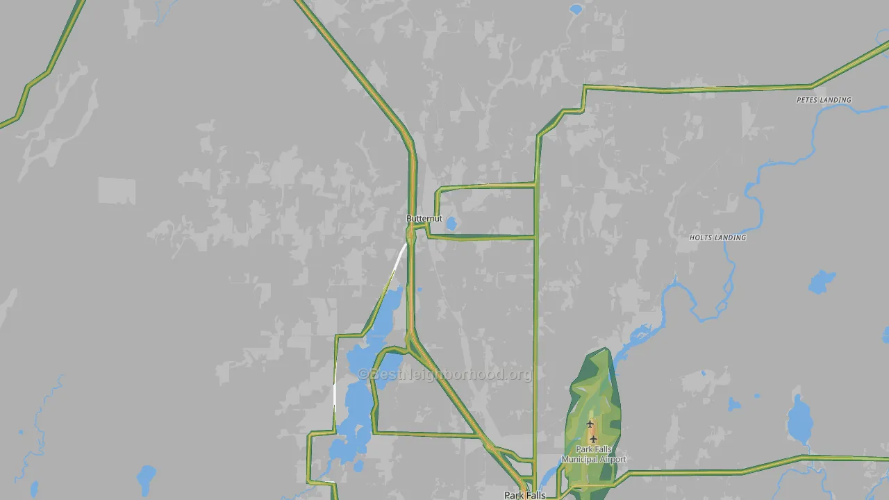 Butternut, WI Map of Noise Levels in Butternut