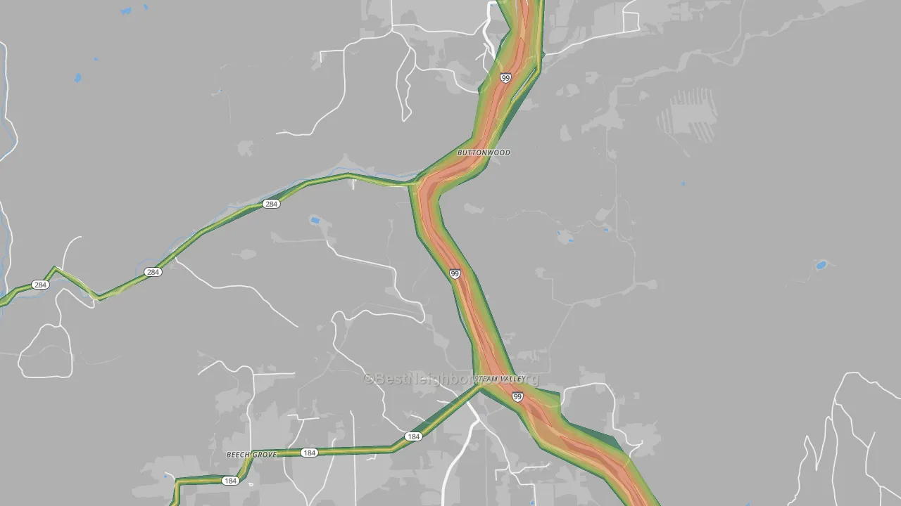 Buttonwood, PA Map of Noise Levels in Buttonwood