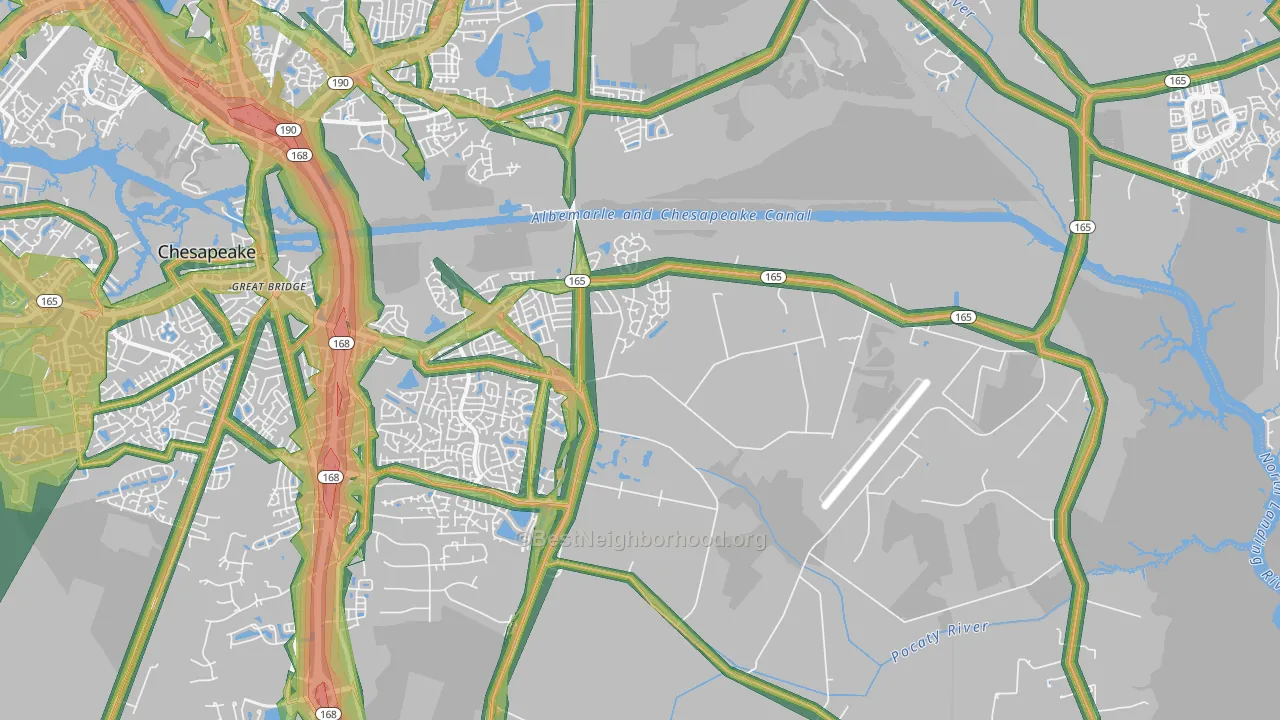 Butts Station, Chesapeake, VA Map of Noise Levels in Butts Station