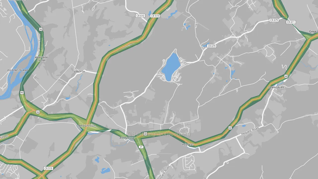 Buttzville, NJ Map of Noise Levels in Buttzville