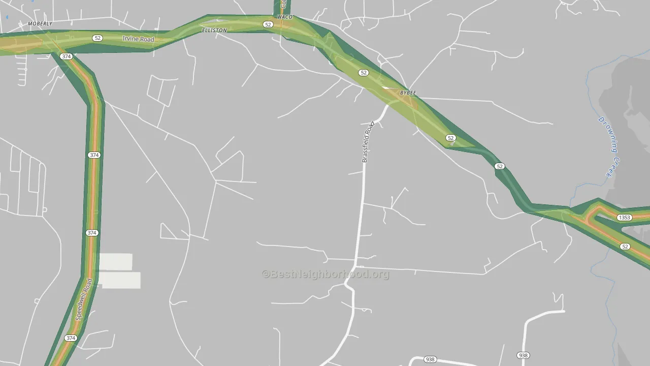 Bybee, KY Map of Noise Levels in Bybee