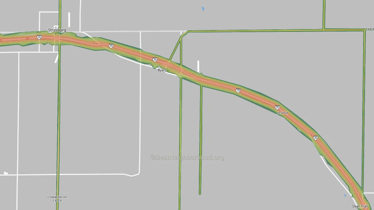 Byers, CO Map of Noise Levels in Byers