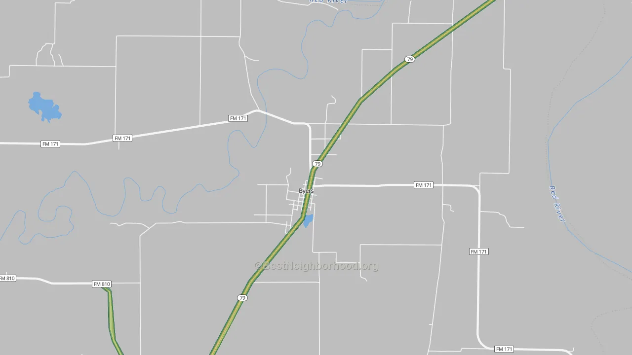 Byers, TX Map of Noise Levels in Byers